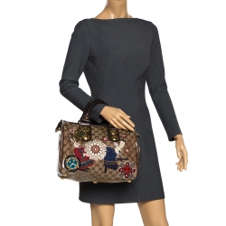 Pre Owned حقيبة بوسطن غوتشي بابوسكا فابل GG  كانفاس مقوي كريستال بنية