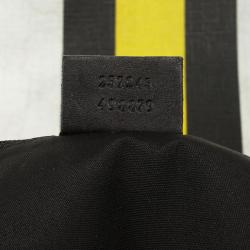 Pre Owned Gucci White and Monongram Striped Canvas Tote