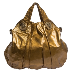 Pre Owned Gucci Bronze Patent Leather Large Hysteria Hobo