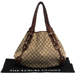 Pre Owned Gucci Brown/Beige GG Canvas and Leather Medium Pelham Shoulder Bag