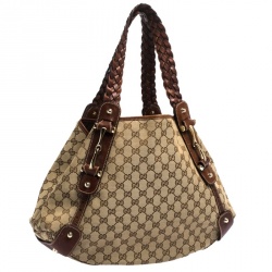 Pre Owned Gucci Brown/Beige GG Canvas and Leather Medium Pelham Shoulder Bag