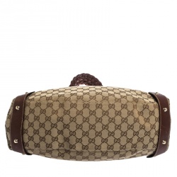 Pre Owned Gucci Brown/Beige GG Canvas and Leather Medium Pelham Shoulder Bag