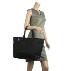 Pre Owned Gucci Black GG Monogram Canvas &amp; Leather Large Tote Bag