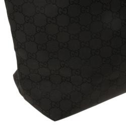 Pre Owned Gucci Black GG Monogram Canvas &amp; Leather Large Tote Bag
