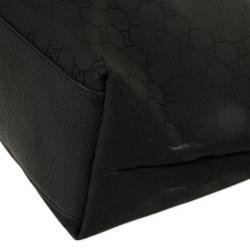 Pre Owned Gucci Black GG Monogram Canvas &amp; Leather Large Tote Bag