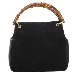 مملوكة مسبقًا Gucci Black Velvet Bamboo Top Handle Bag