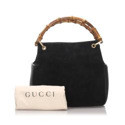 مملوكة مسبقًا Gucci Black Velvet Bamboo Top Handle Bag