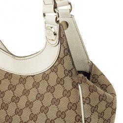 Pre Owned Gucci Beige and Ivory Monogram Charmy Hobo