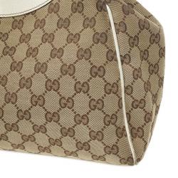 Pre Owned Gucci Beige and Ivory Monogram Charmy Hobo