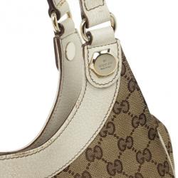 Pre Owned Gucci Beige and Ivory Monogram Charmy Hobo