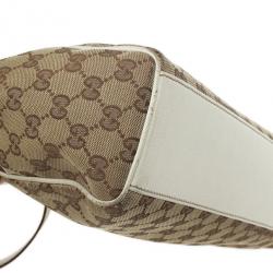 Pre Owned Gucci Beige and Ivory Monogram Charmy Hobo
