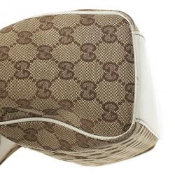 Pre Owned Gucci Beige and Ivory Monogram Charmy Hobo