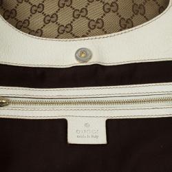 Pre Owned Gucci Beige and Ivory Monogram Charmy Hobo
