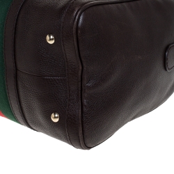 Pre Owned حقيبة بوسطن غوتشي فنتدج ويب جلد سوداء متوسطة