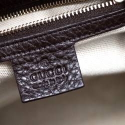 Gucci Dark Brown Leather Medium Vintage Web Boston Bag