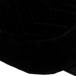 Pre Owned Gucci Black Matelassé Velvet GG Marmont Belt Bag
