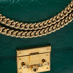 Gucci Green Guccissima Leather Medium Padlock Shoulder Bag