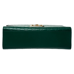 مملوكة مسبقًا حقيبة كتف غوتشي بقفل جلد بنقوش غوتشيسيما خضراء متوسطة