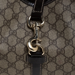 مملوكة مسبقًا Gucci Beige/Brown GG Supreme Canvas and Patent Leather Jackie O Hobo