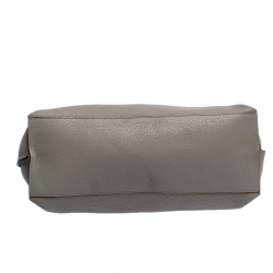 Pre Owned Gucci Grey Leather Large Bamboo Daily Top Handle Bag