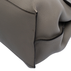 Pre Owned Gucci Grey Leather Large Bamboo Daily Top Handle Bag
