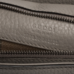 Pre Owned Gucci Grey Leather Large Bamboo Daily Top Handle Bag