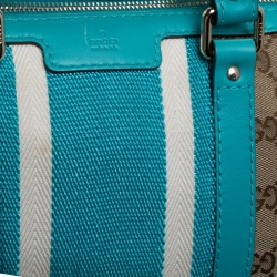مملوكة مسبقًا Gucci Beige/Blue GG Canvas and Leather Medium Vintage Web Boston Bag
