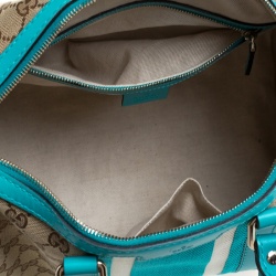 مملوكة مسبقًا Gucci Beige/Blue GG Canvas and Leather Medium Vintage Web Boston Bag