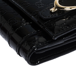 Pre Owned Gucci Black Microguccissima Patent Leather Nice Continental Wallet