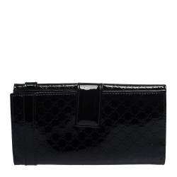 Pre Owned Gucci Black Microguccissima Patent Leather Nice Continental Wallet