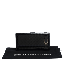 Pre Owned Gucci Black Microguccissima Patent Leather Nice Continental Wallet