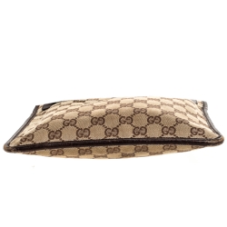Pre Owned Gucci Brown GG Canvas and Leather Web Messenger Bag