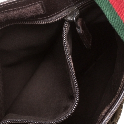 Pre Owned Gucci Brown GG Canvas and Leather Web Messenger Bag