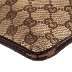 Pre Owned Gucci Brown GG Canvas and Leather Web Messenger Bag