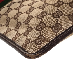 Pre Owned Gucci Brown GG Canvas and Leather Web Messenger Bag