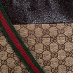 Pre Owned Gucci Brown GG Canvas and Leather Web Messenger Bag