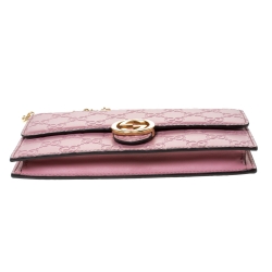 Gucci Pink Guccissima Leather Icon Wallet on Chain