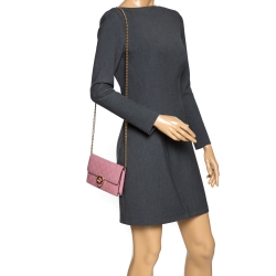 Gucci Pink Guccissima Leather Icon Wallet on Chain