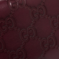 Pre Owned Gucci Burgundy Guccissima Leather Flap Continental Wallet