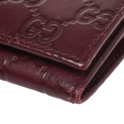 Pre Owned Gucci Burgundy Guccissima Leather Flap Continental Wallet
