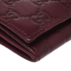 Pre Owned Gucci Burgundy Guccissima Leather Flap Continental Wallet