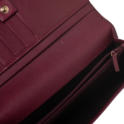 Pre Owned Gucci Burgundy Guccissima Leather Flap Continental Wallet