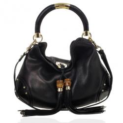 مملوكة مسبقًا Gucci Black Leather Indy Top Handle Bag
