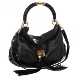 مملوكة مسبقًا Gucci Black Leather Indy Top Handle Bag