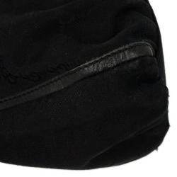 Pre Owned Gucci Black GG Canvas D Gold Hobo Bag