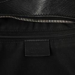 Pre Owned Gucci Black GG Canvas D Gold Hobo Bag