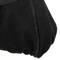 Pre Owned Gucci Black GG Canvas D Gold Hobo Bag
