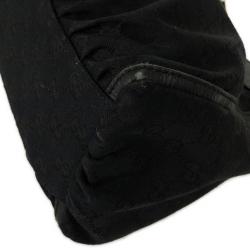 Pre Owned Gucci Black GG Canvas D Gold Hobo Bag