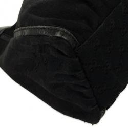 Pre Owned Gucci Black GG Canvas D Gold Hobo Bag
