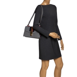 Pre Owned حقيبة كتف غوتشي سيلفي سلسلة متشابكة صغيرة جلد أسود